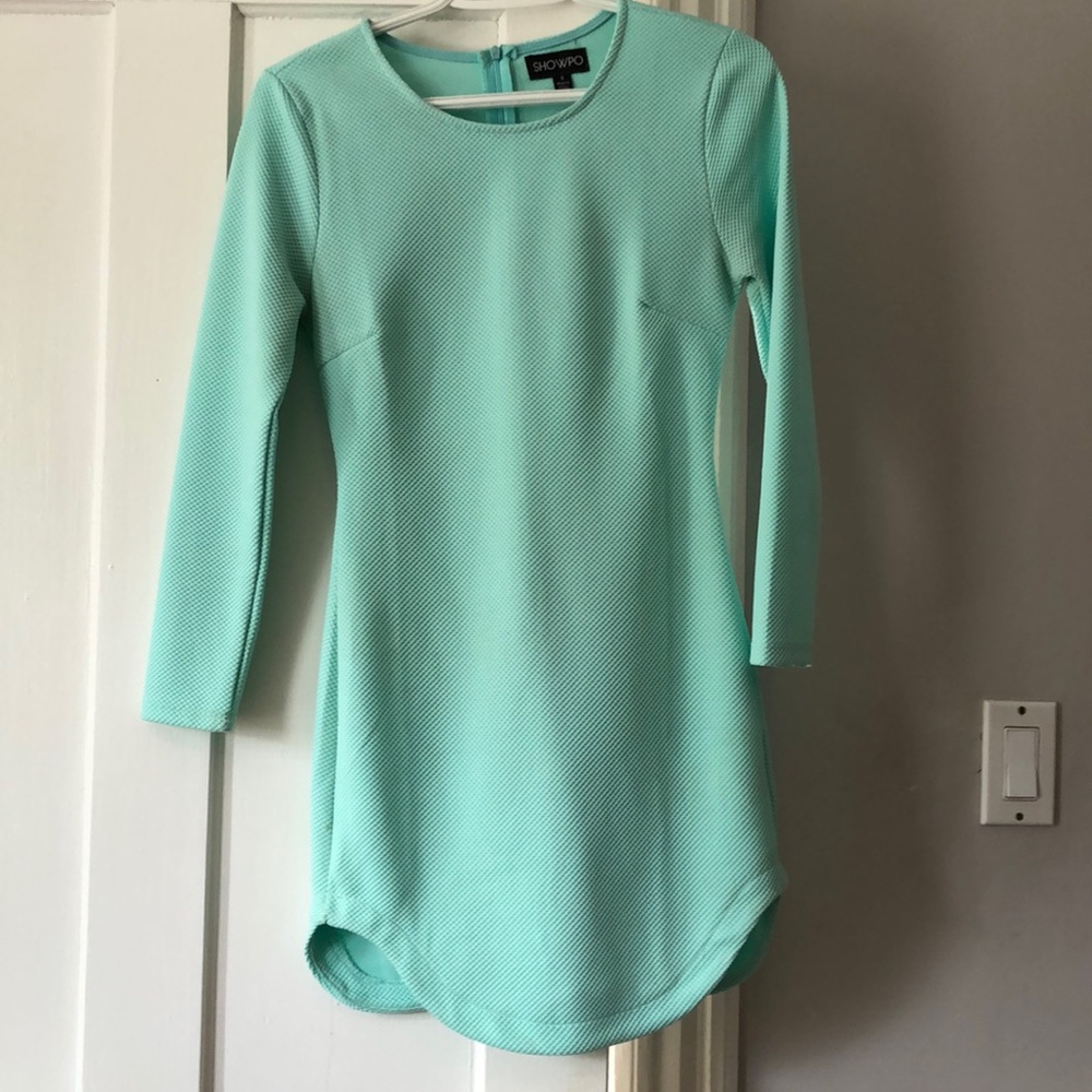 Fitted light blue mini dress